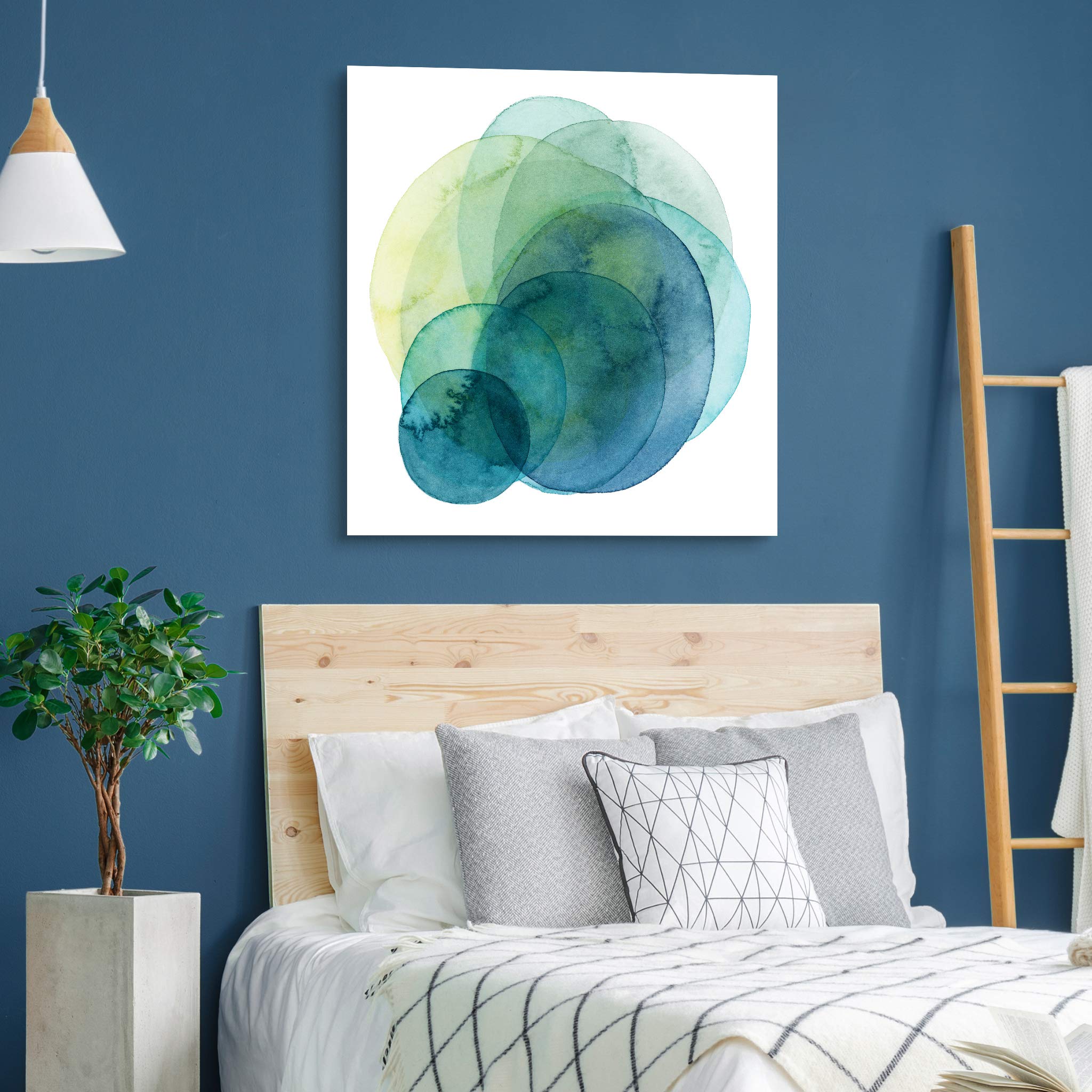 Empire Art Direct Abstract Wall Art - Frameless Tempered Glass Panel Contemporary Decor - Ready to Hang Modern Painting for Living Room, Bedroom & Office - Evolving Planets I Green & White 38x38 Inches - Perfect for Home Decor, Office Spaces & Modern Interior Design