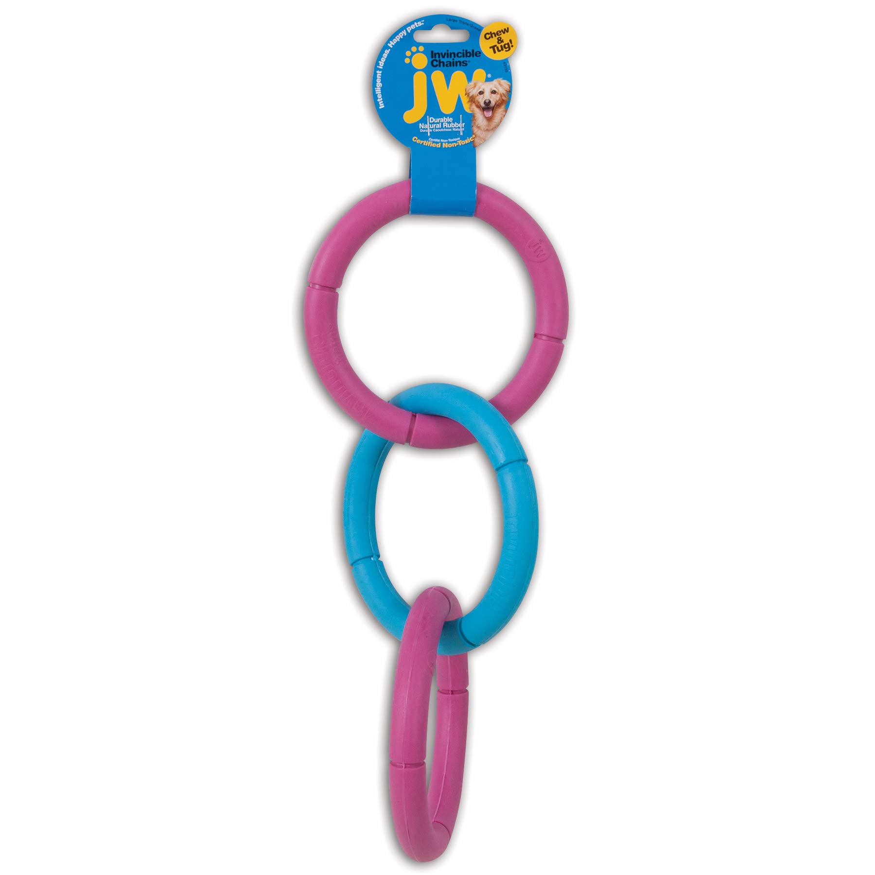 JW Pet Interactive Rubber Tug & Chew Toy for Large Dogs - Durable Chewing & Tug-of-War Play for Aggressive Chewers - Perfect for Outdoor Playtime & Indoor Training Sessions