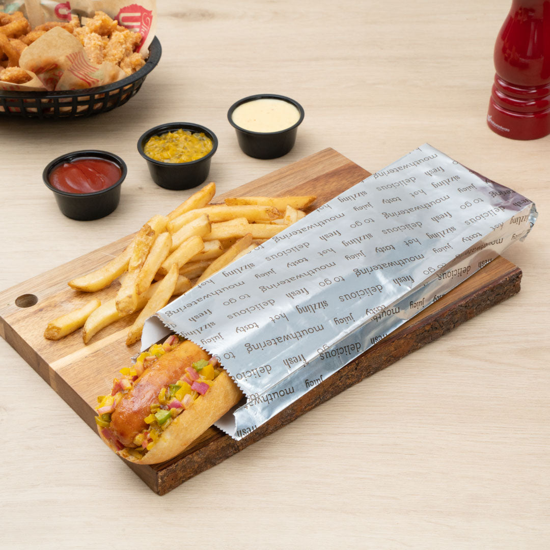 100-Pack Large Hot Dog Foil Bags 3.75