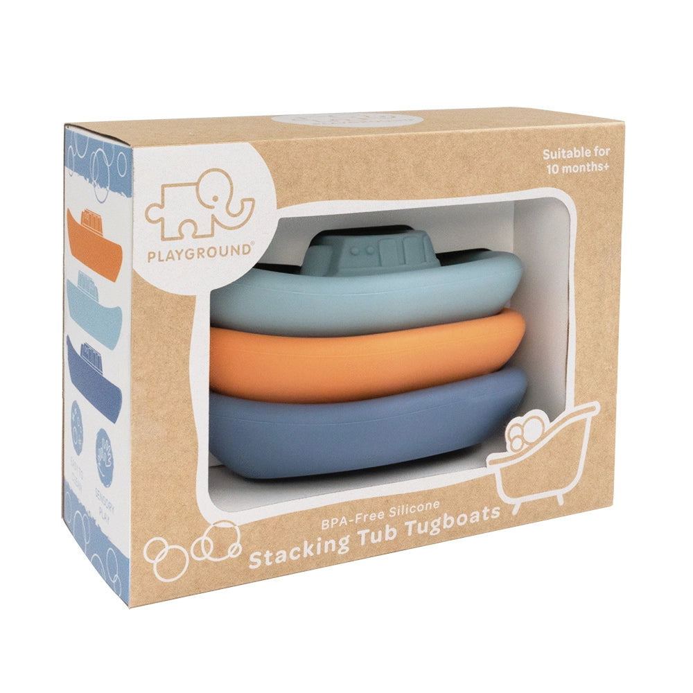 3 Pack Silicone Bathtub Tug Boats for Kids - Fun Bath Toys for Toddlers & Babies - Perfect for Bathtime Play and Water Sensory Activities