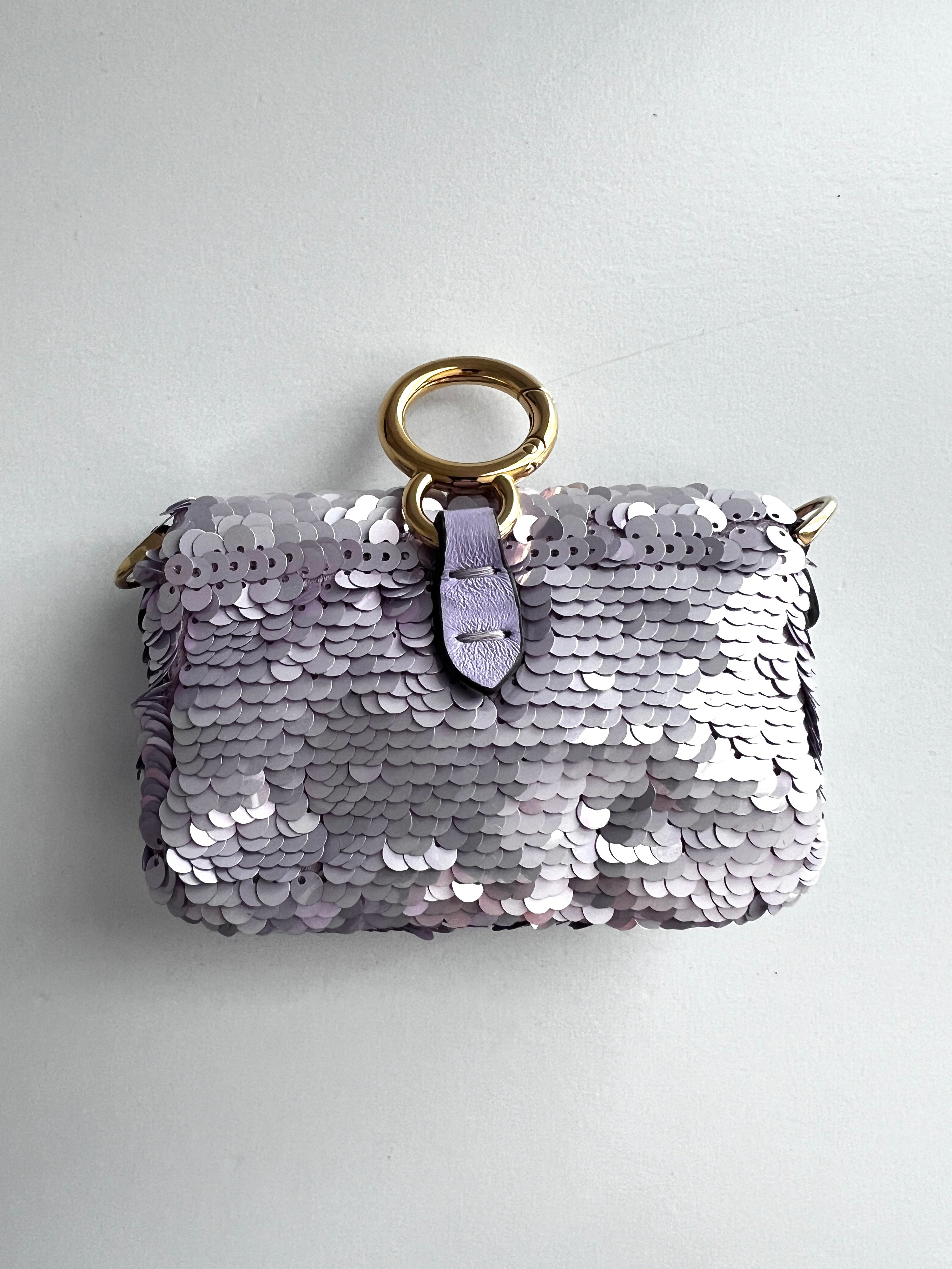 Fendi Violet Small Sequin Nano Bag | Luxury Designer Crossbody Purse for Women | Perfect for Parties, Weddings & Evening Events