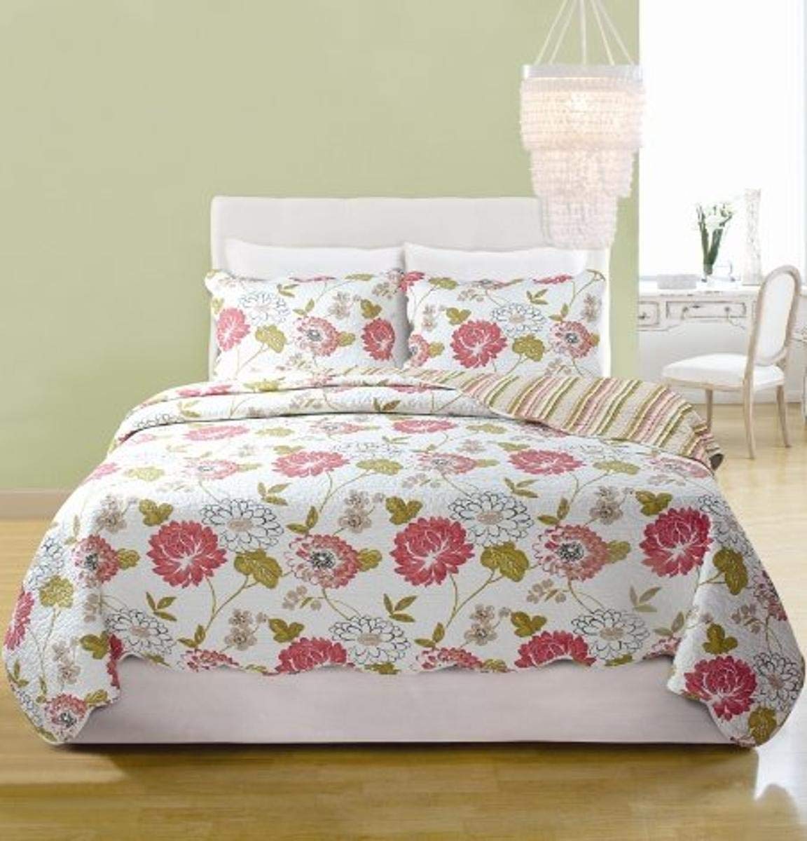 Greenland Home Monina Quilt Set - Full/Queen Size Bedding, Soft & Breathable Comforter with Matching Pillow Shams - Perfect for Master Bedroom, Guest Room & Cozy Home Decor
