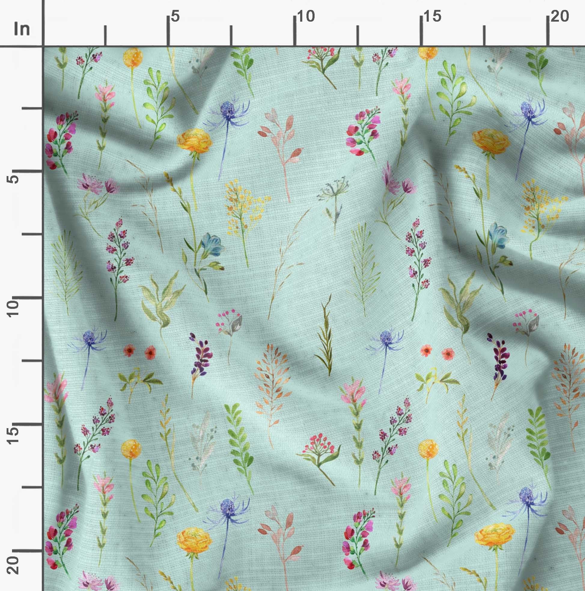 Soimoi Moss Georgette Green Fabric by The Yard - 42 Inch Wide Wildflower Leaves Print - Whimsical Botanical Fabric for Dresses, Curtains & DIY Crafts - Lightweight Flowy Material for Sewing Projects & Home Decor