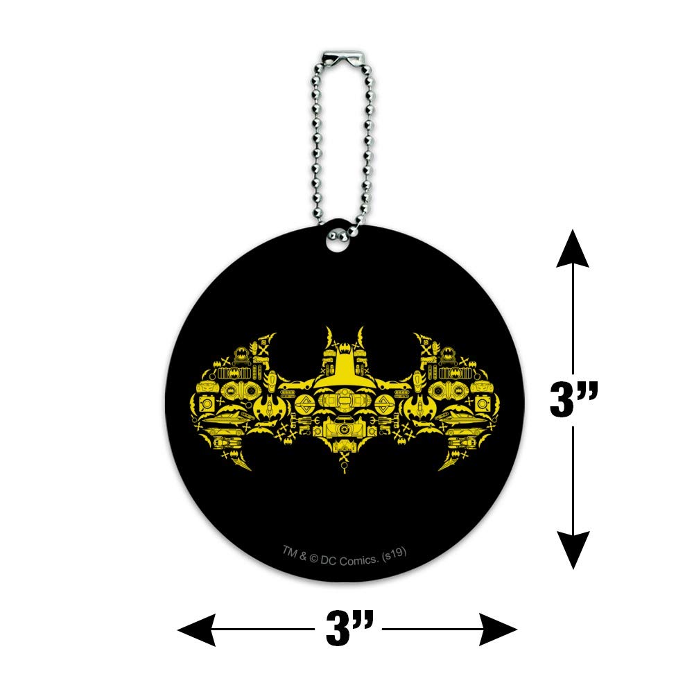 Batman Icons Logo Round Luggage ID Tag - Durable Suitcase Identification Card for Carry-On Bags | Perfect for Travel, Business Trips & Superhero Fans