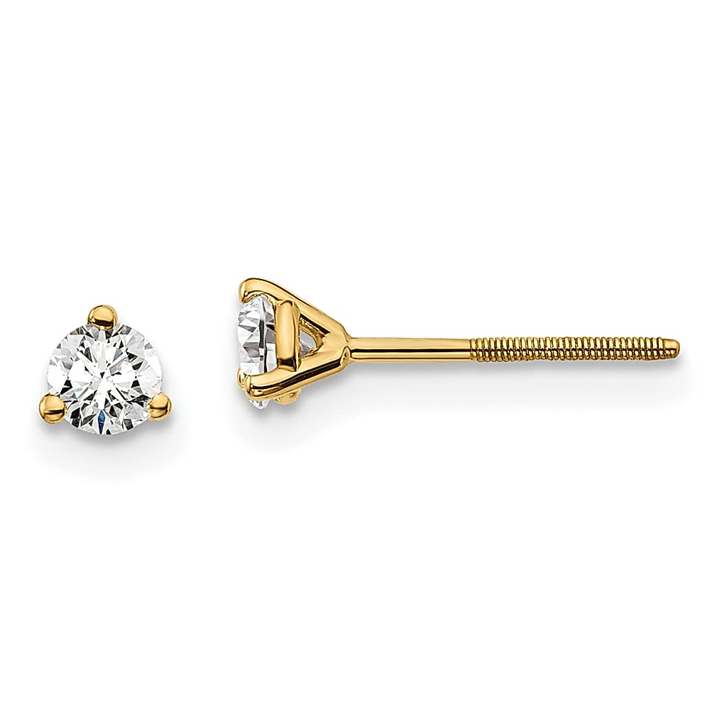 14K Yellow Gold 1/4 Carat Round VS/SI D-F Color Lab Grown Diamond Screw Back Stud Earrings for Women | Fine Jewelry Gift for Her | Perfect for Weddings, Anniversaries & Special Occasions