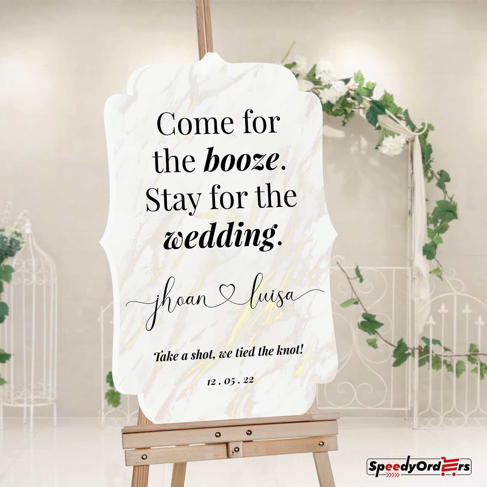 Custom Acrylic Wedding Welcome Sign - 'Take A Shot We Tied The Knot' Funny Reception Decor - Perfect for Bar Areas & Photo Backdrops at Weddings & Celebrations