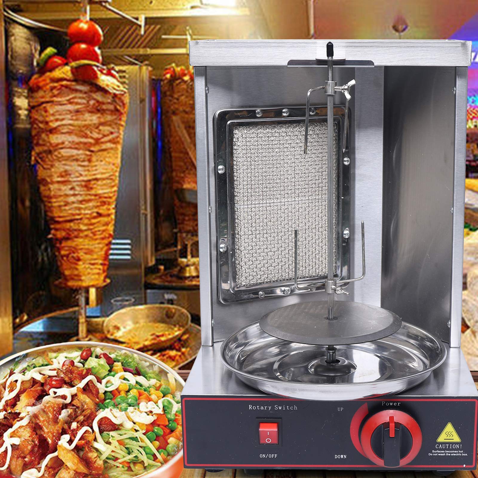 Commercial Stainless Steel Vertical Rotating LPG Gas Doner Kebab Machine - Heavy Duty Shawarma Grill Oven for Smokeless BBQ & Meat Roasting | Perfect for Restaurants, Food Trucks, and Home Kitchens
