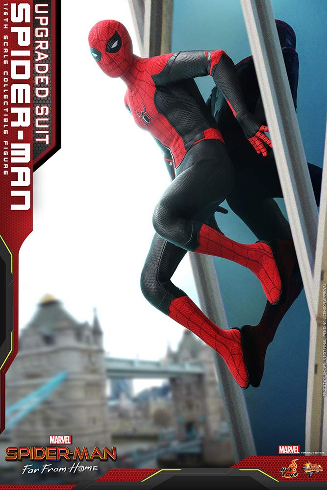Hot Toys Spider-Man Upgraded Suit 1/6 Scale Action Figure - MMS542 Movie Masterpiece Collectible from Far From Home | Perfect for Marvel Fans, Display & Gift Giving