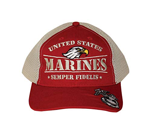 US Marines Mesh Back Cap - Red Adjustable Military Hat for Men & Women | Perfect for Outdoor Activities, Sports & Patriotic Events