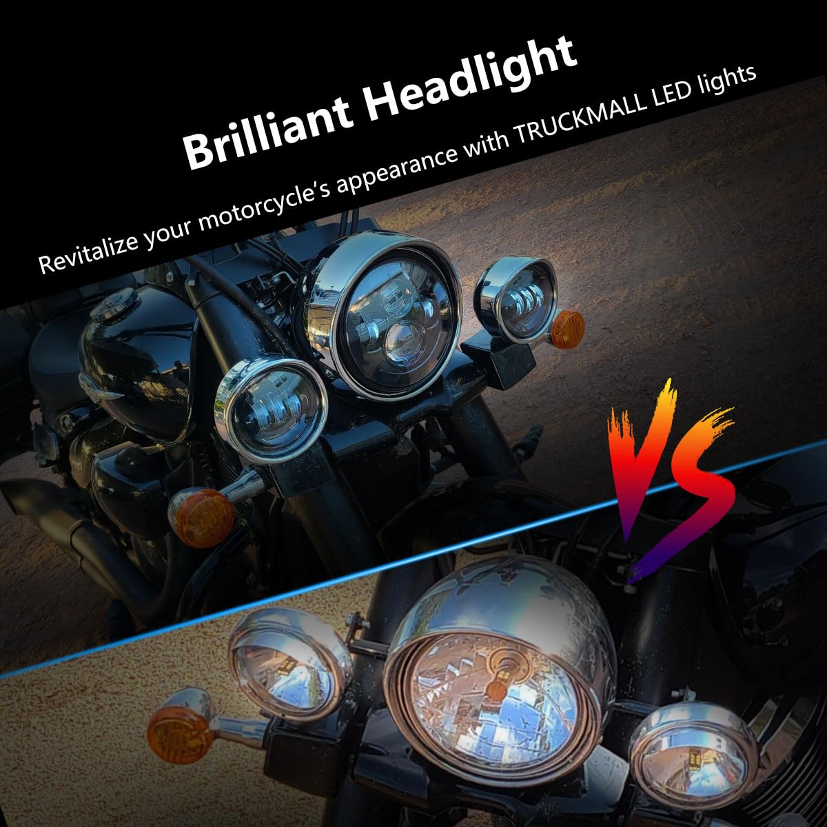 7 Inch LED Headlight & 4.5 Inch Fog Lights with Mounting Ring - Compatible with Harley Touring, Road King, Ultra Classic, Electra Glide, Street Glide, Trike, CVO, Heritage Softail, Slim, Deluxe, Fat Boy - High Visibility for Night Riding & Off-Road Adventures