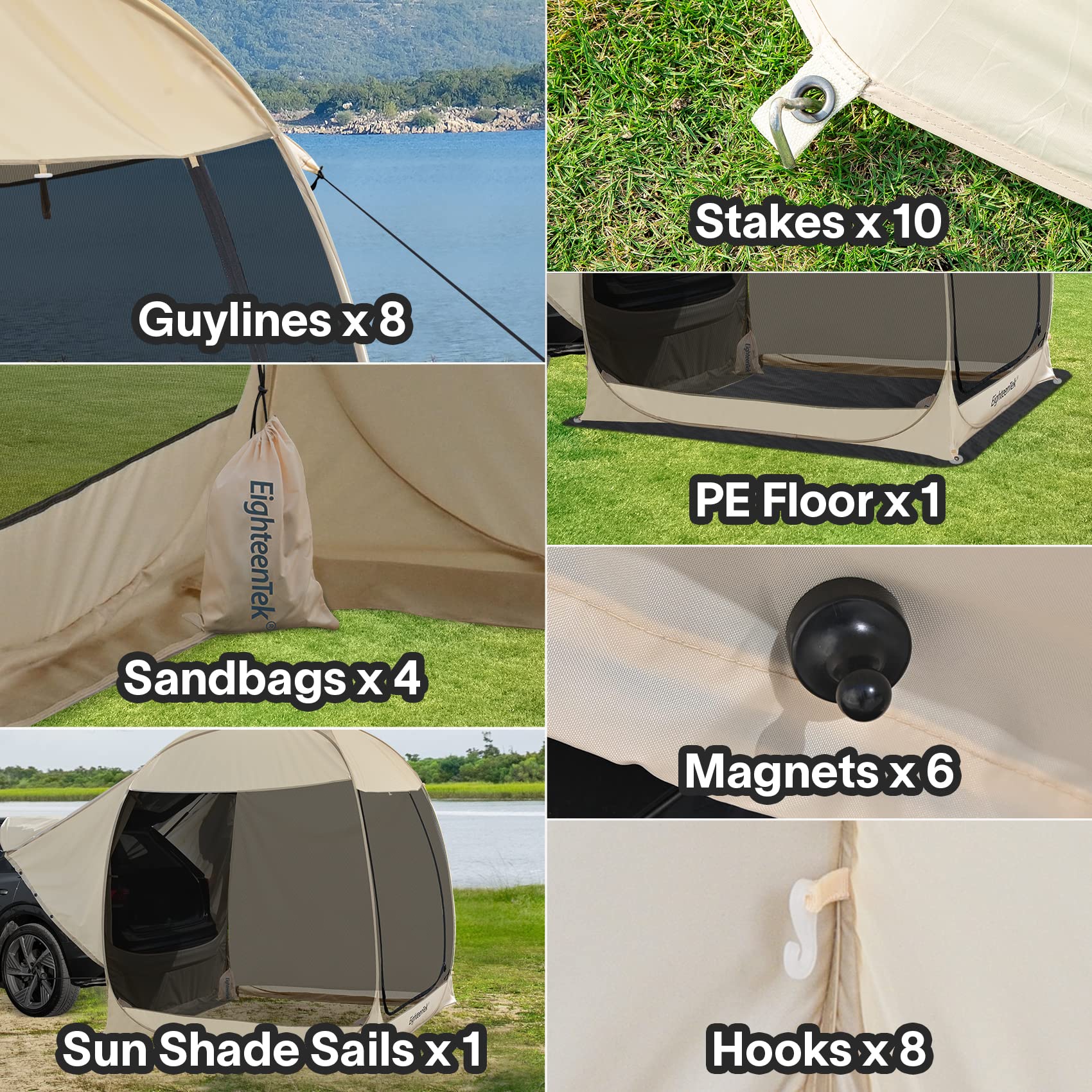 EighteenTek Waterproof Camping Tent - Lightweight & Durable for Outdoor Adventures, Hiking, Backpacking & Family Camping Trips