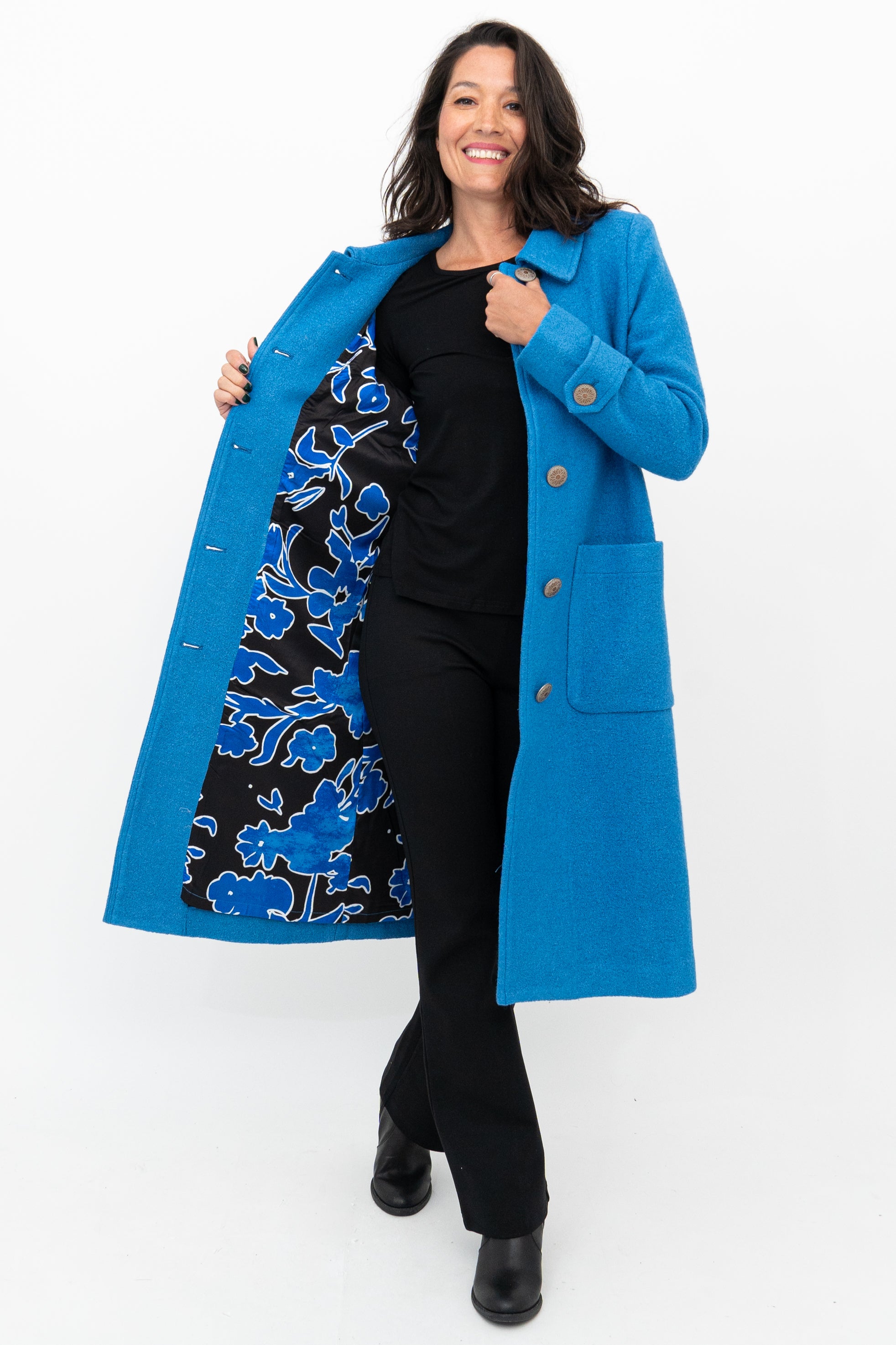 Edna Coat - Women's Crystal Embellished Boiled Wool Jacket for Fall & Winter | Elegant Outerwear for Office, Parties & Special Occasions