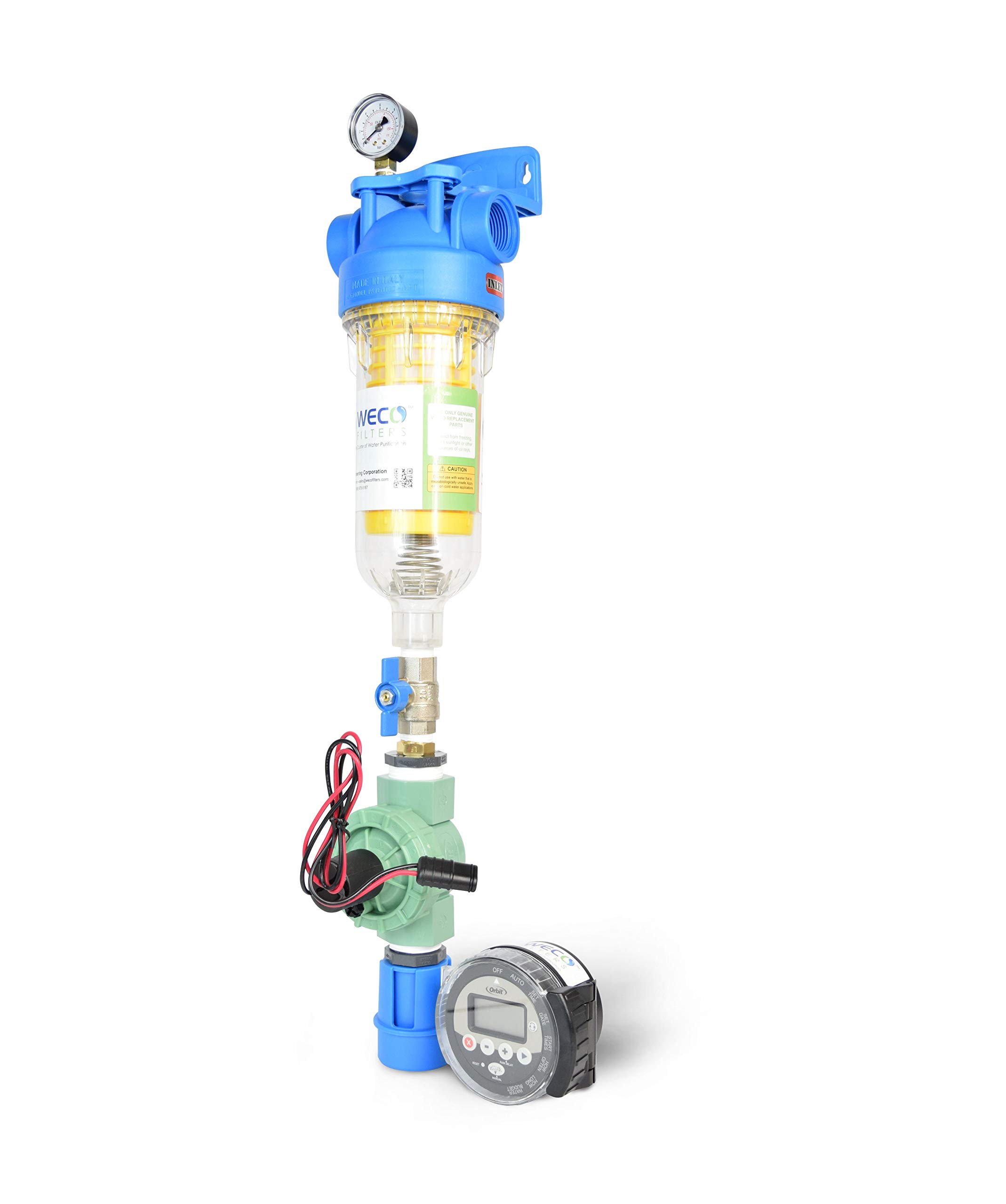 WECO SEDFLUSH Whole House Water Filtration System - ¾ Inch Sediment & Particulate Removal with Self-Cleaning & Auto Purge Timer - Perfect for Clean Water in Homes, Farms, and Commercial Buildings