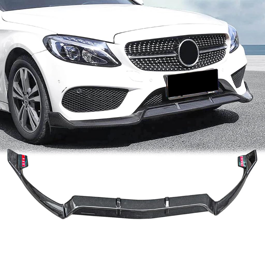 YOUNGERCAR Carbon Fiber Look Front Bumper Lip for 2015-2018 Mercedes-Benz W205 C-Class (C300 C43 AMG) - Sporty B-Style Design | Perfect for Car Enthusiasts & Auto Shows