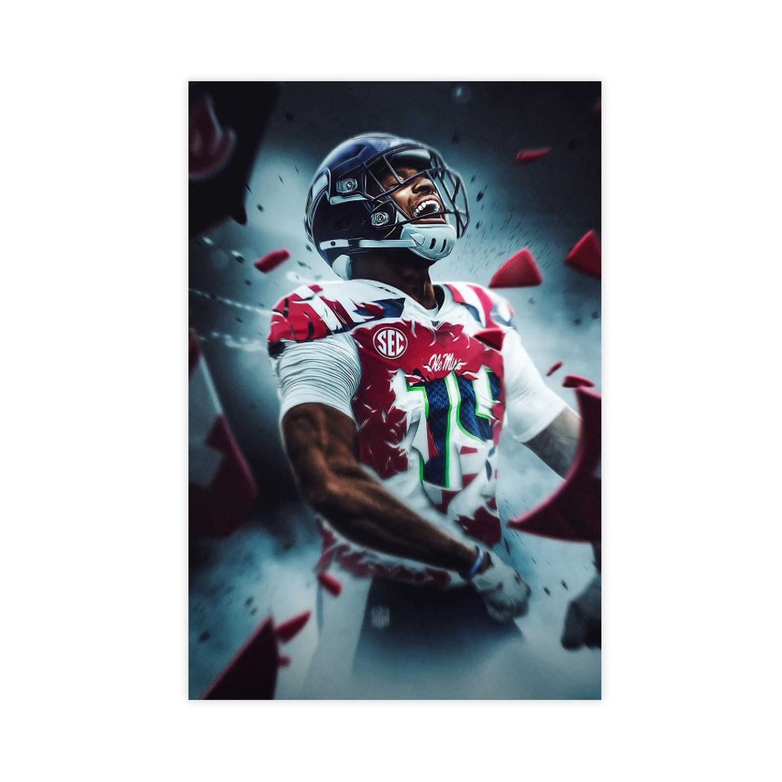 DK Metcalf Sports Posters - 12x18 Inch Canvas Wall Art for Bedroom, Office & Man Cave Decor - Perfect Gift for Football Fans & Sports Enthusiasts - Great for Game Rooms, Dorm Walls & Sports Themed Spaces