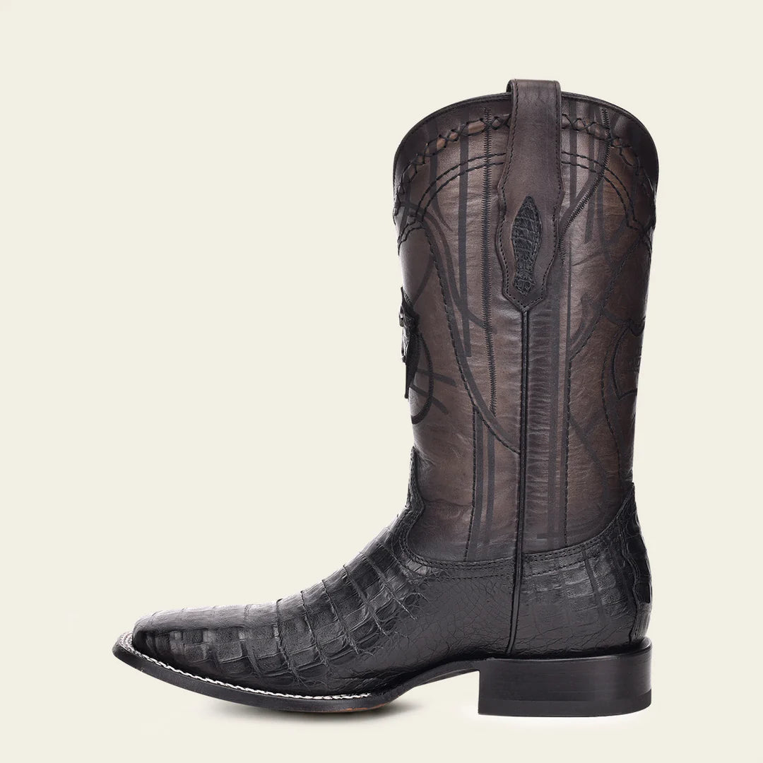 Premium Men's Cuadra Black Cowboy Rodeo Boots - Genuine Caiman Leather Western Boots for Rodeo, Country Dancing & Outdoor Adventures