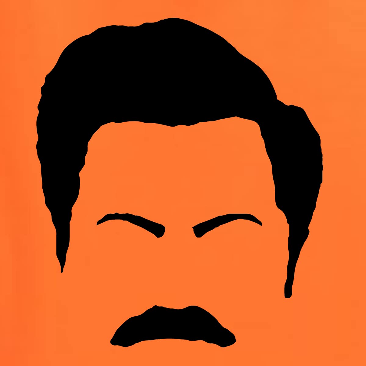 Ron Swanson Mustache Face Silhouette Graphic T-Shirt for Men - Parks and Recreation Pop Culture Fan Shirt - Casual Wear, Cosplay & TV Show Merchandise