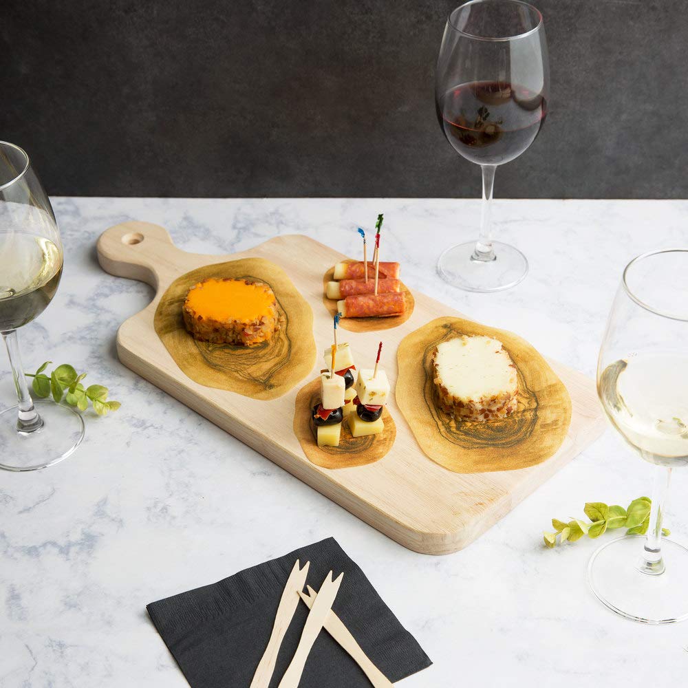 Disposable Cheese Board Paper Set of 45 - Assorted Sizes for Charcuterie & Cheese Platters - Rustic Wood Slice in 3 Sizes - Perfect for Entertaining, Weddings, Picnics & Travel