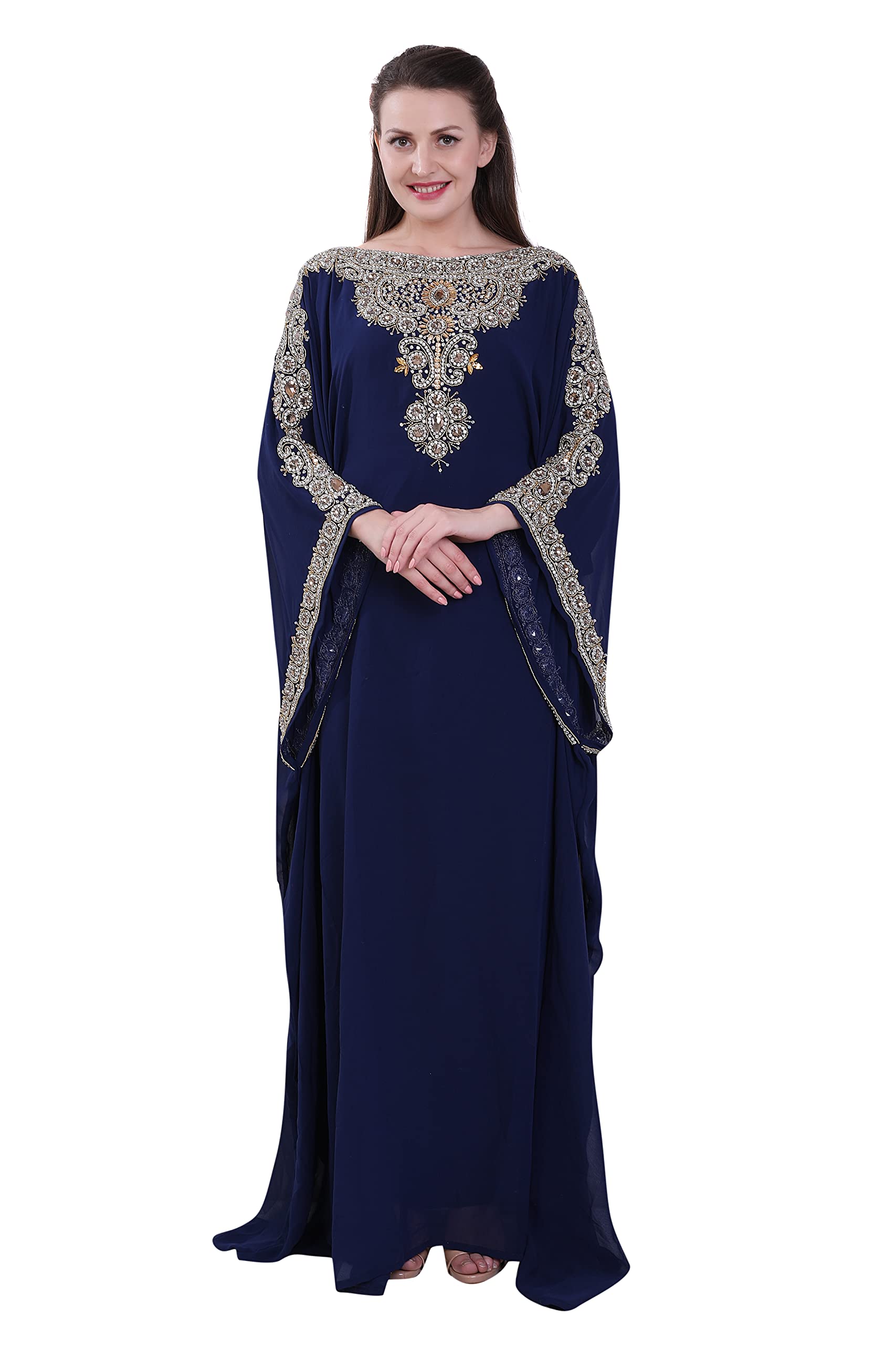 Elegant Dubai Abaya Moroccan Kaftan for Women - Long Embroidered Farasha Dress with Free Scarf for Evening Party, Wedding, Special Occasions - Perfect for Formal Events, Muslim Fashion, and Cultural Celebrations