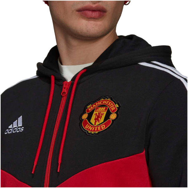 Adidas Manchester United 2021/22 Full Zip Hoodie - Men's Soccer Jacket for Training & Match Day Support