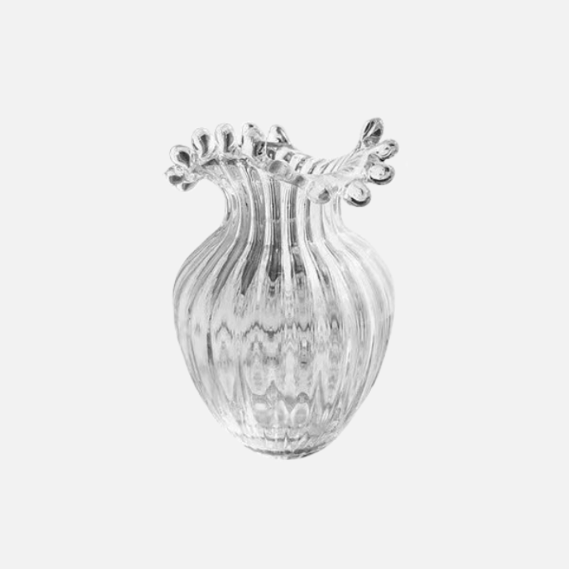 Wave Ripple Glass Vase - Elegant Handmade Decorative Vase for Home, Wedding, and Event Centerpieces - Perfect for Flowers, Candles, and Table Decor