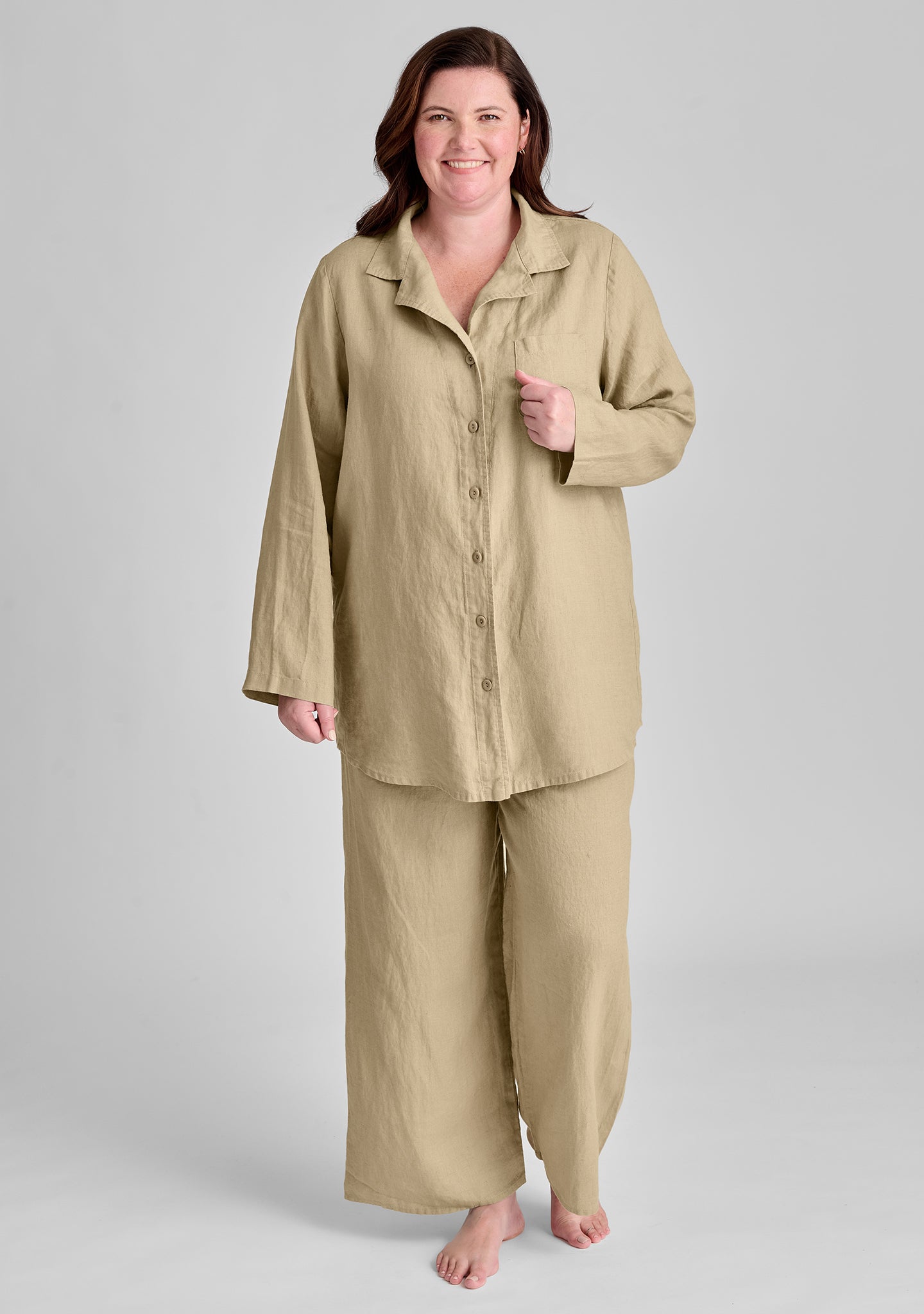 Linen Pajama Set for Women - Soft & Breathable Sleepwear - Perfect for Nighttime Comfort, Lounging & Relaxation at Home