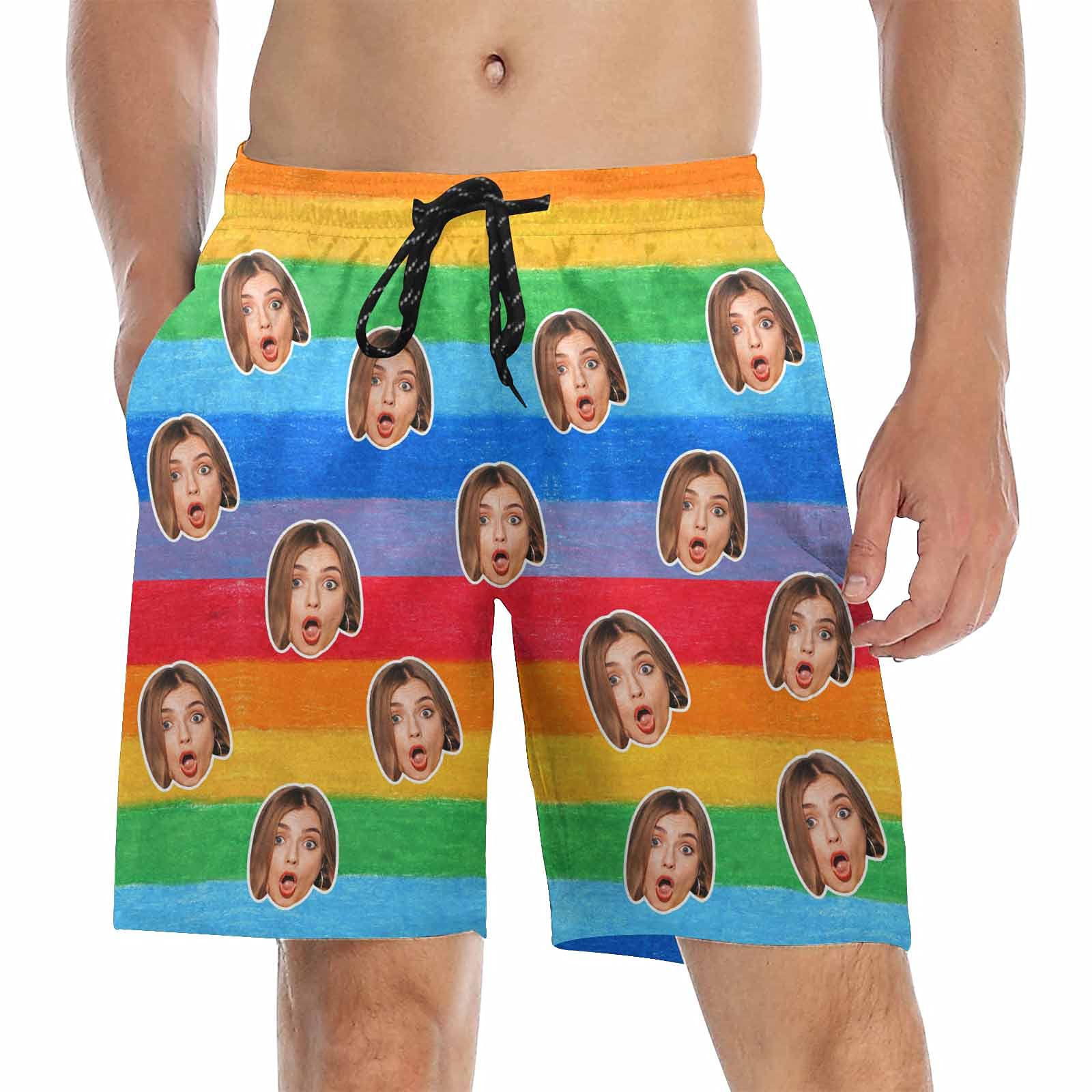 Custom Face Print Men's Swim Shorts - Personalized Beach Shorts with Photo for Funny Birthday Gift | Summer Vacation, Pool Party & Beachwear
