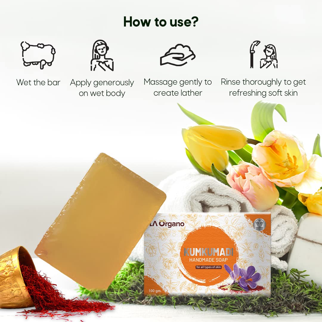 Organic Coconut Milk & Kumkumadi Handmade Bath Soap - 100g Each, Pack of 2 | Natural Skin Care for Dry & Sensitive Skin | Perfect for Spa Day & Relaxing Bath Time