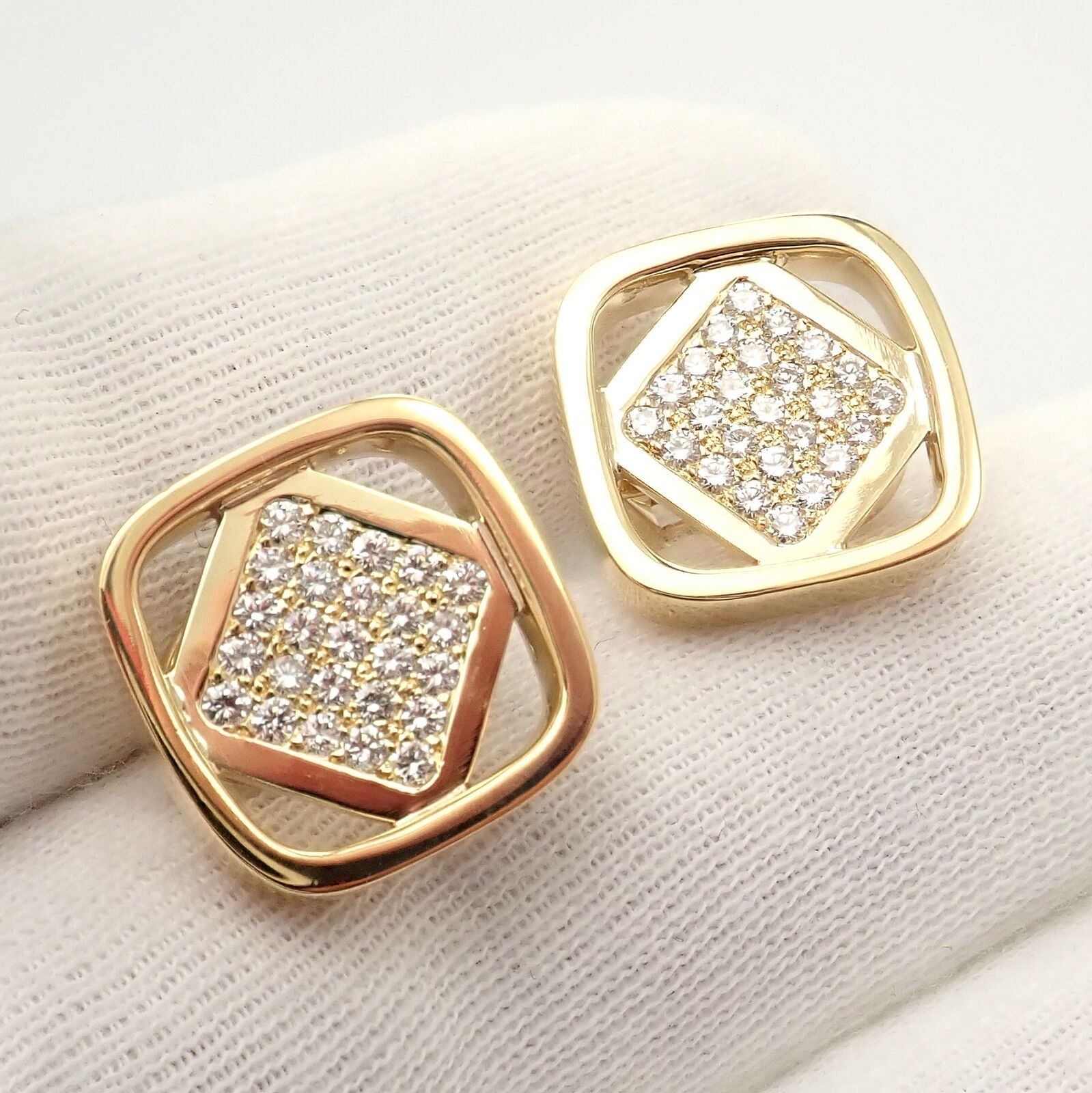 Authentic Cartier Dinh Van 18K Yellow Gold Diamond Earrings - Luxury Vintage Jewelry for Women - Perfect for Weddings, Anniversaries & Special Occasions