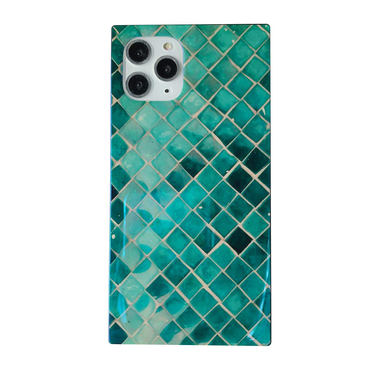 Shining Soft Emerald Mermaid Scale Case for iPhone 13 Pro Max - Holographic Glossy TPU Back Cover with Sea Blue Rays | Perfect for Beach Parties, Summer Outings & Mermaid-Themed Events