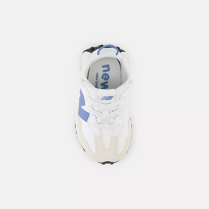 327 NEW B Hook & Loop Sneaker - White & Blue Laguna | Comfortable Kids Sneakers for School & Play | Non-Slip Sole, Breathable Design