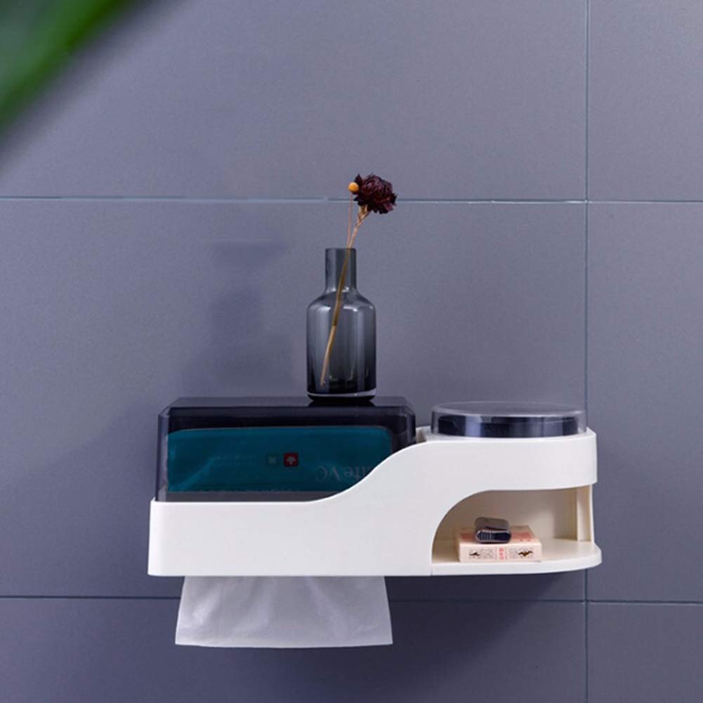 Waterproof Wall-Mounted Bathroom Shelves with Toilet Paper Holder & Ashtray - Space-Saving Tissue Roll Dispenser & Organizer Shelf for Small Bathrooms, Powder Rooms & RVs