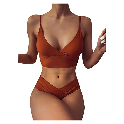 LINHUI One Piece Bikini Romper - Sexy Modest Swimwear for Women, Trendy Bathing Suit with Thong, Summer Beach Pool Party Swimsuit