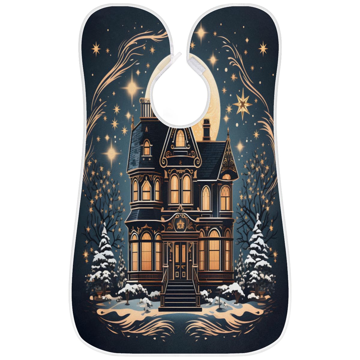 Men's Night Castle Pattern Beard Shaving Bib - Waterproof Hair Dye Apron for Barbers & Stylists - Sink Hair Catcher for Beard Trimming & Makeup - Perfect Gift for Grooming & Salon Use