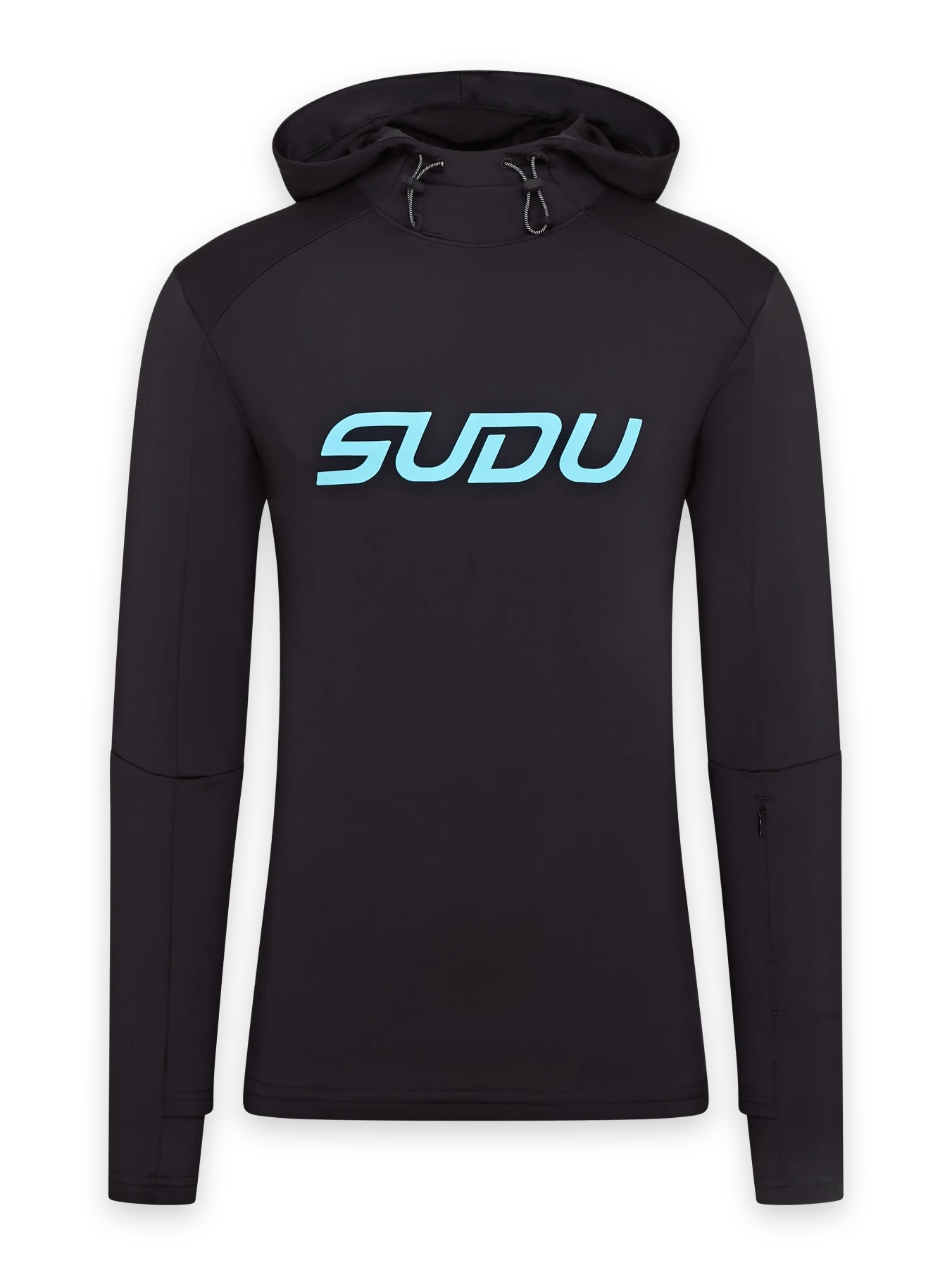 SRH 01 Hoodie for Men & Women - Black & Light Blue Pullover Sweatshirt | Casual Streetwear, Gym, Outdoor Activities