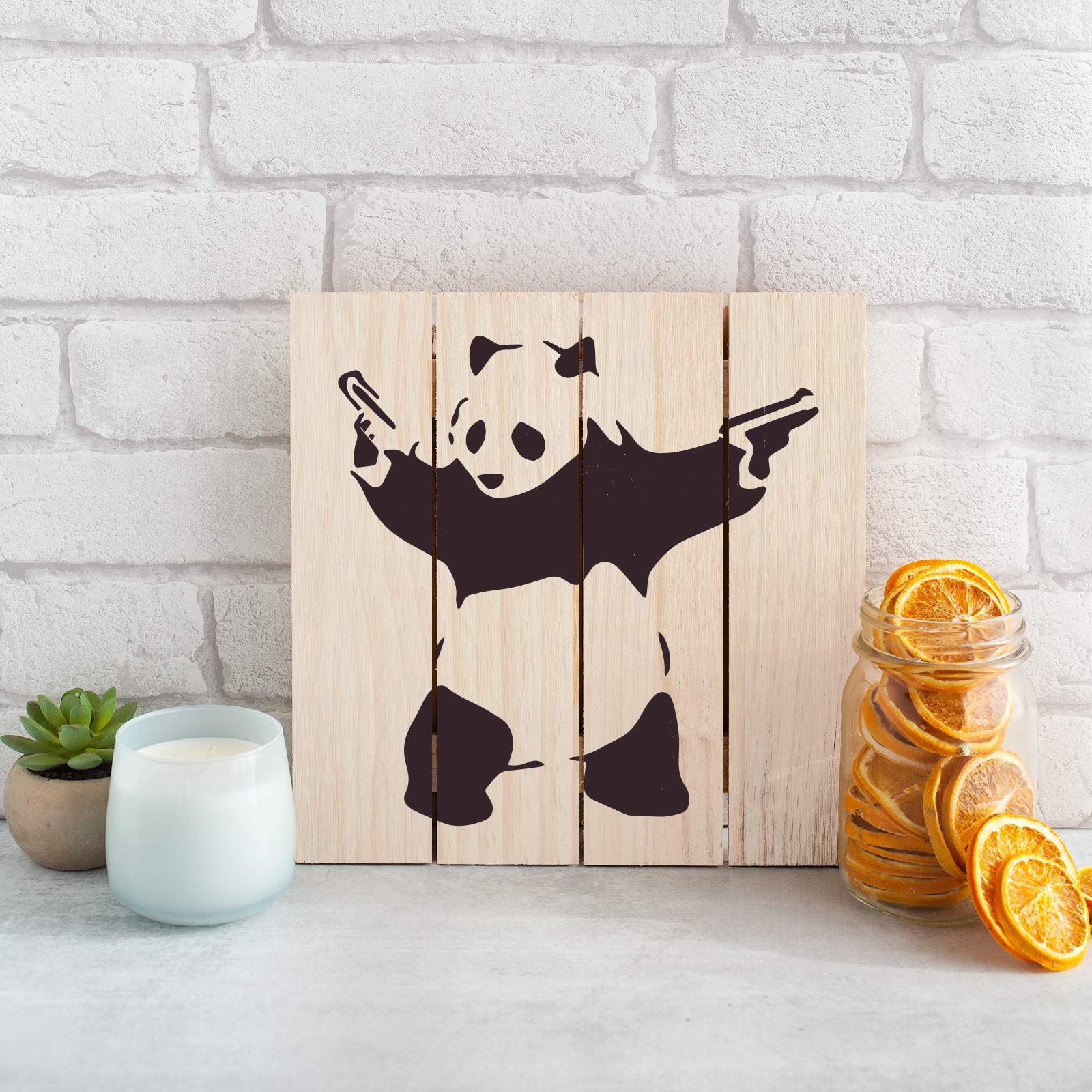 Banksy Stencil Art - Funny Panda with Guns Wall Decal | Unique Street Art for Home, Office & Urban Decor