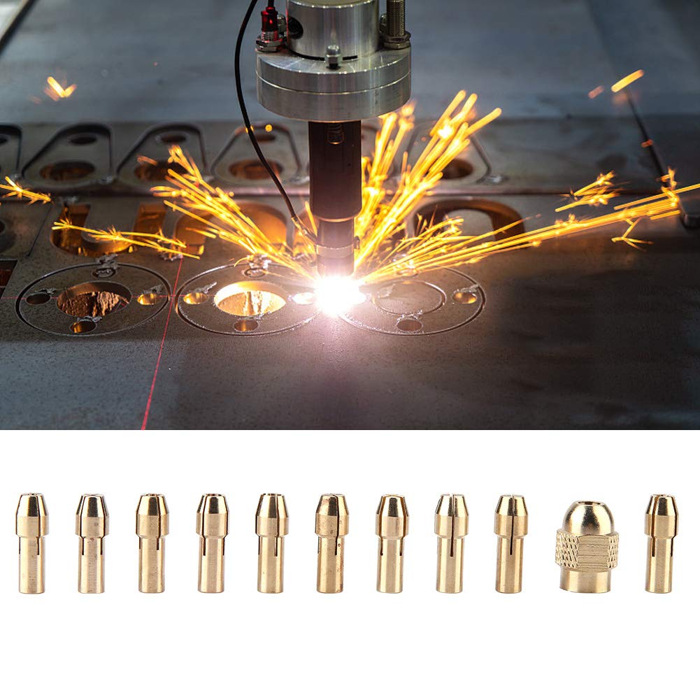 11-Piece 4-Jaw Copper Drill Chuck Collet Set for Mini Electric Grinder & Rotary Tools (0.5-3.2mm) - Precision Accessories for Woodworking, Metalworking & DIY Projects