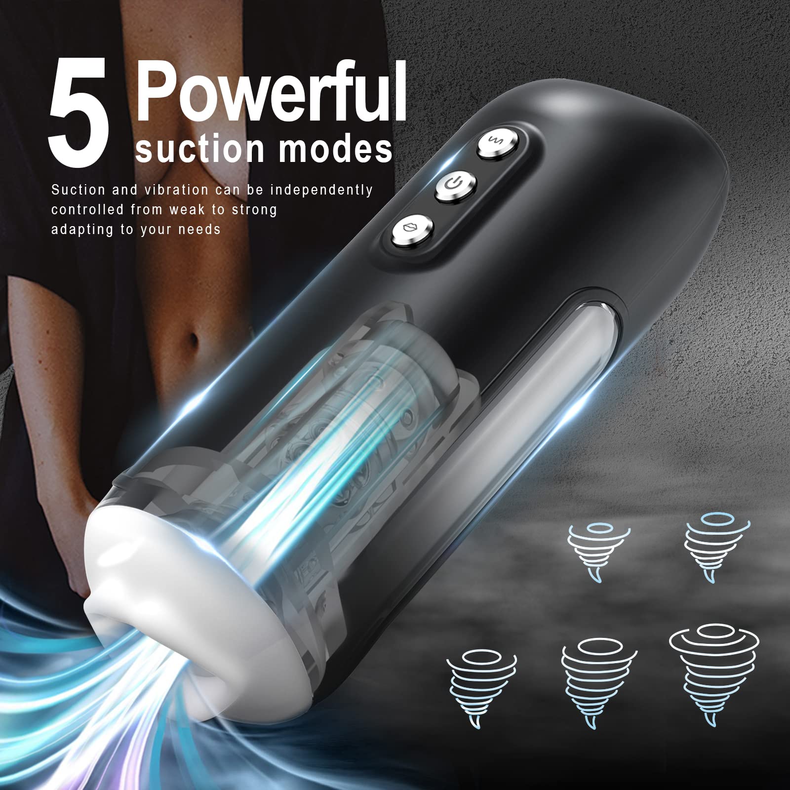 Best Automatic Male Masturbator Cup - 5 Suction & 5 Vibration Modes - Realistic 3D Textured Vagina Oral Sex Toy for Men - Electric Penis Stimulator for Solo Pleasure - Perfect for Travel & Discreet Use at Home