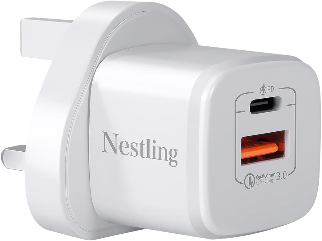 20W USB C Fast Charger Plug - Dual Port PD & QC 3.0 Wall Charger for iPhone 15/14/13/12/11/XS/XR/X/8, iPad Pro - Compact Travel Charger for Home, Office & Car Use
