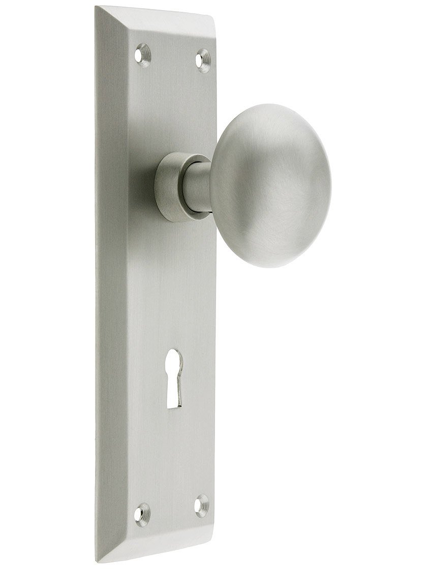New York Style Door Set with Classic Round Knobs - Satin Nickel Finish Passage Function for Home & Office Interior Doors | Perfect for Bedrooms, Bathrooms, and Closets