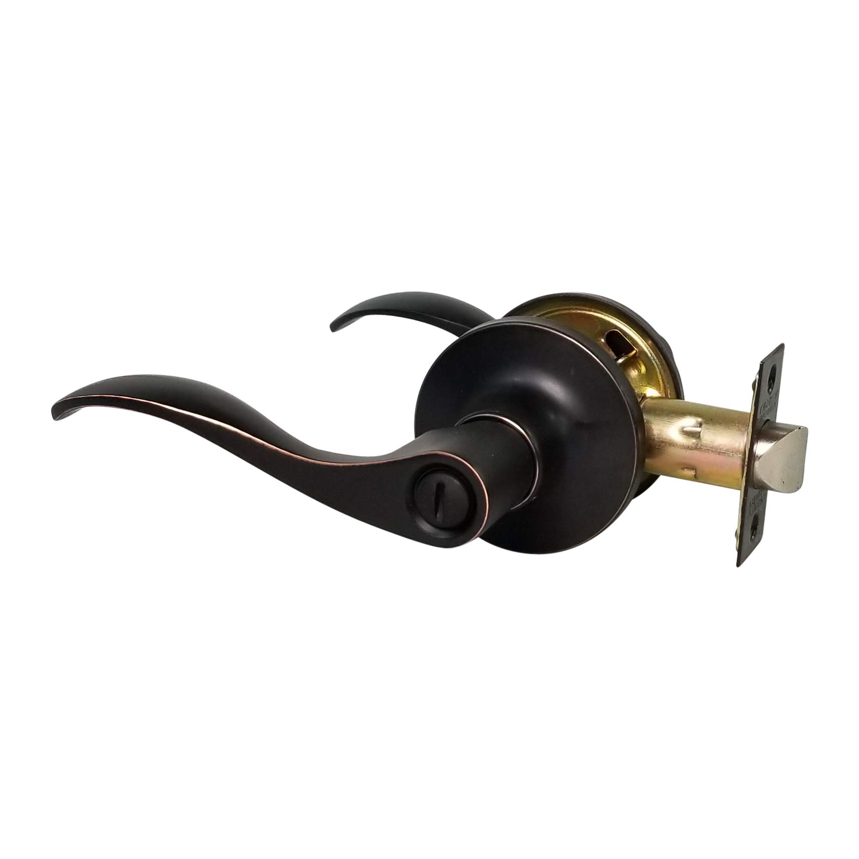 Wave Style Oil-Rubbed Bronze Privacy Bedroom & Bathroom Door Lock Lever Handle - Perfect for Home, Office, and Hotel Interior Doors (LH)