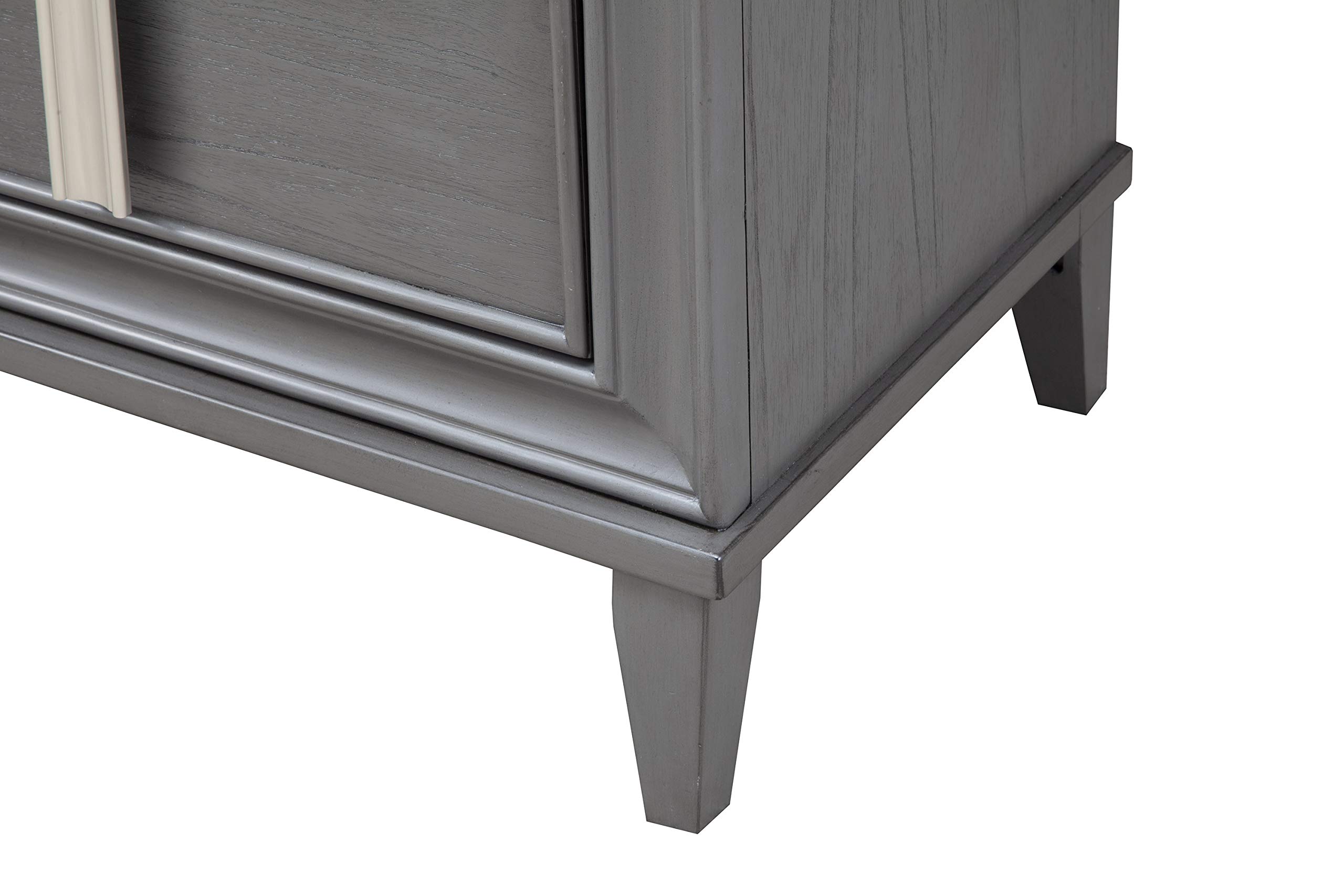 Alpine Furniture Lorraine Nightstand - Modern Grey Bedside Table with Drawer for Bedroom, Living Room, or Guest Room