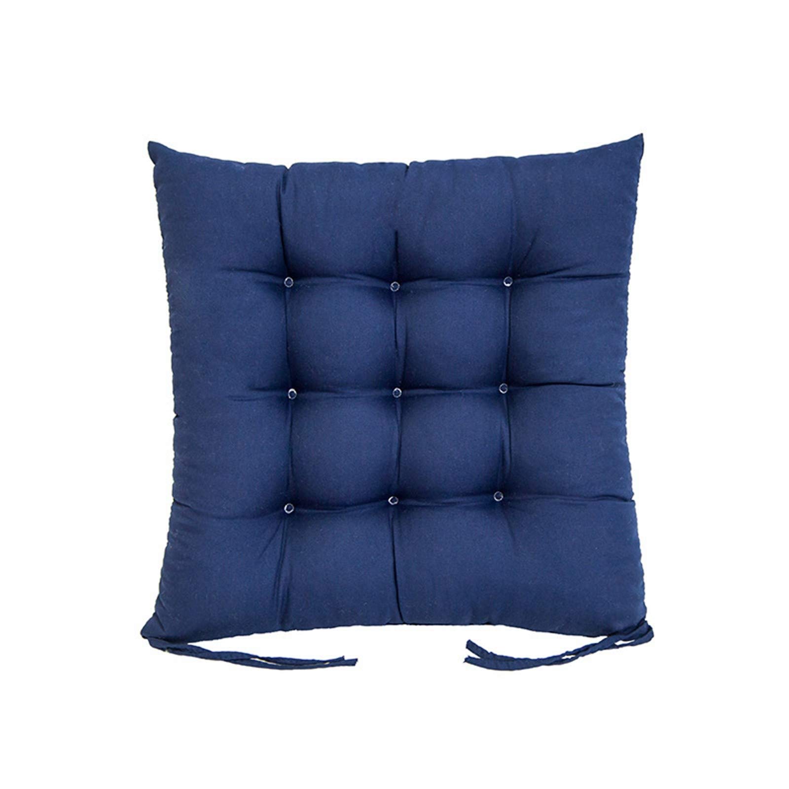 ZZovito Square Chair Cushion - Thick Soft Seat Pad with Ties for Kitchen, Dining & Office - Navy 15.74