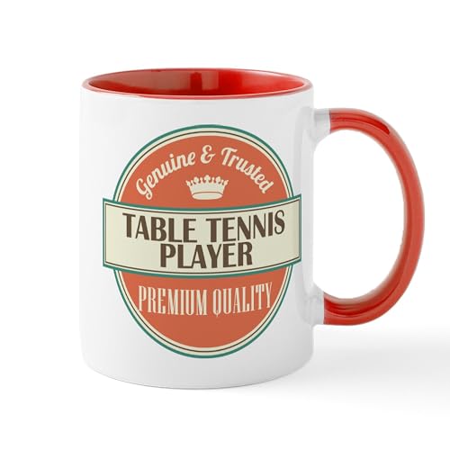 White/Red Inside - Table Tennis Player Vintage Logo Mug