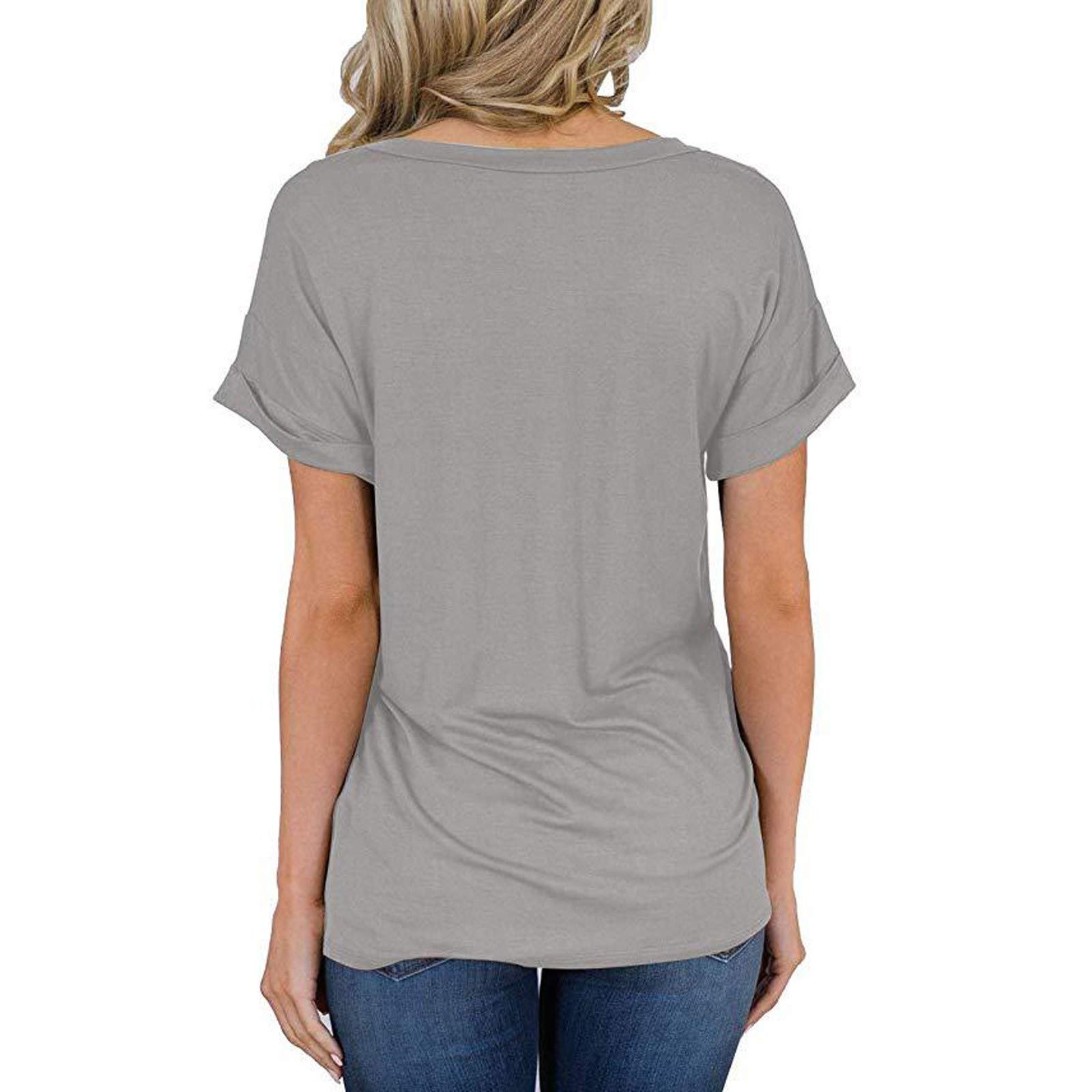 FMCHICO Women's Short Sleeve V-Neck T-Shirt - Loose Fit Casual Pocket Tee for Everyday Wear, Work & Weekend Outings