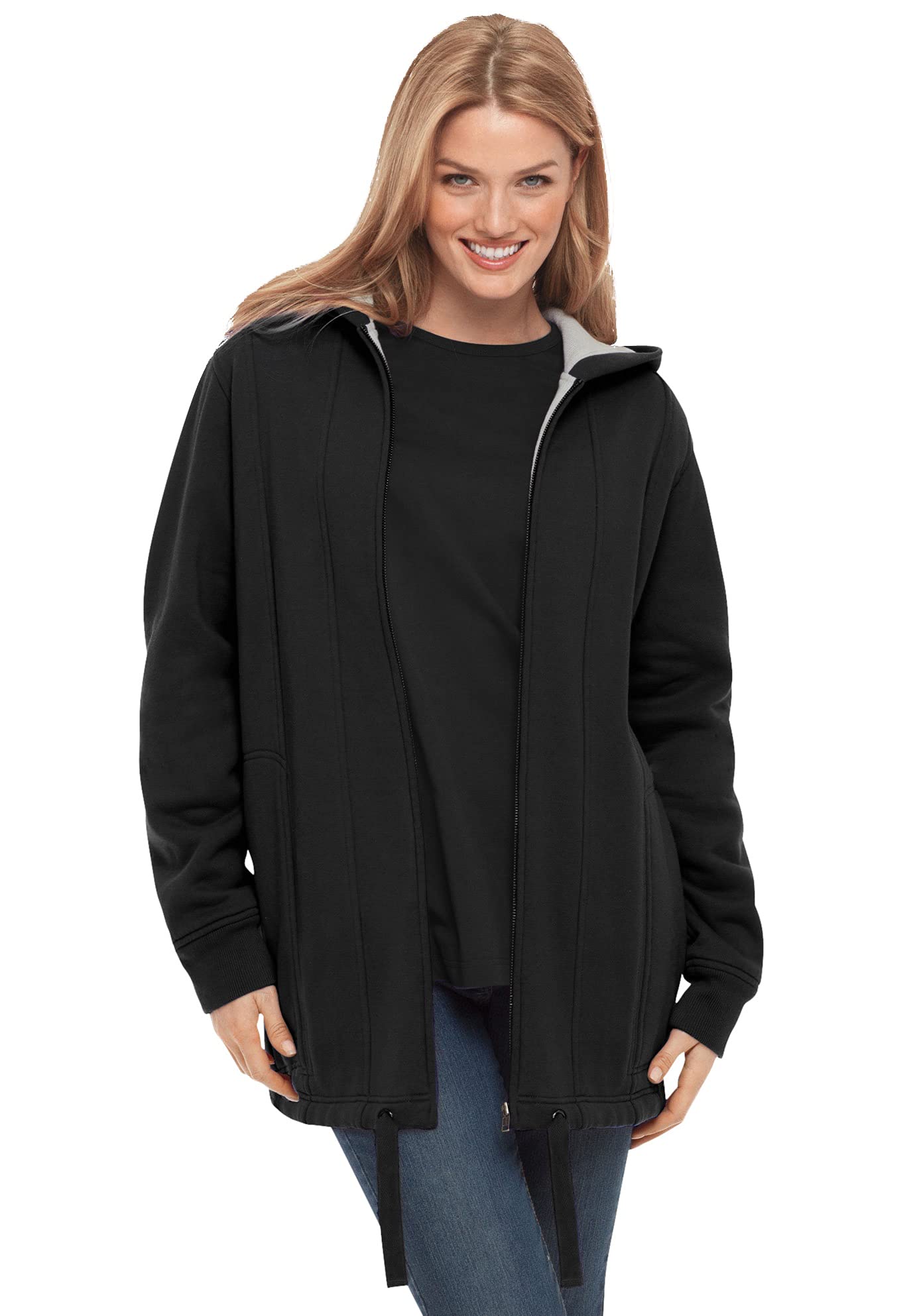 Woman Within Plus Size Thermal Waffle-Lined Fleece Hoodie - Oversized Winter Warm Pullover for Women | Cozy Lounge Wear & Outdoor Activities