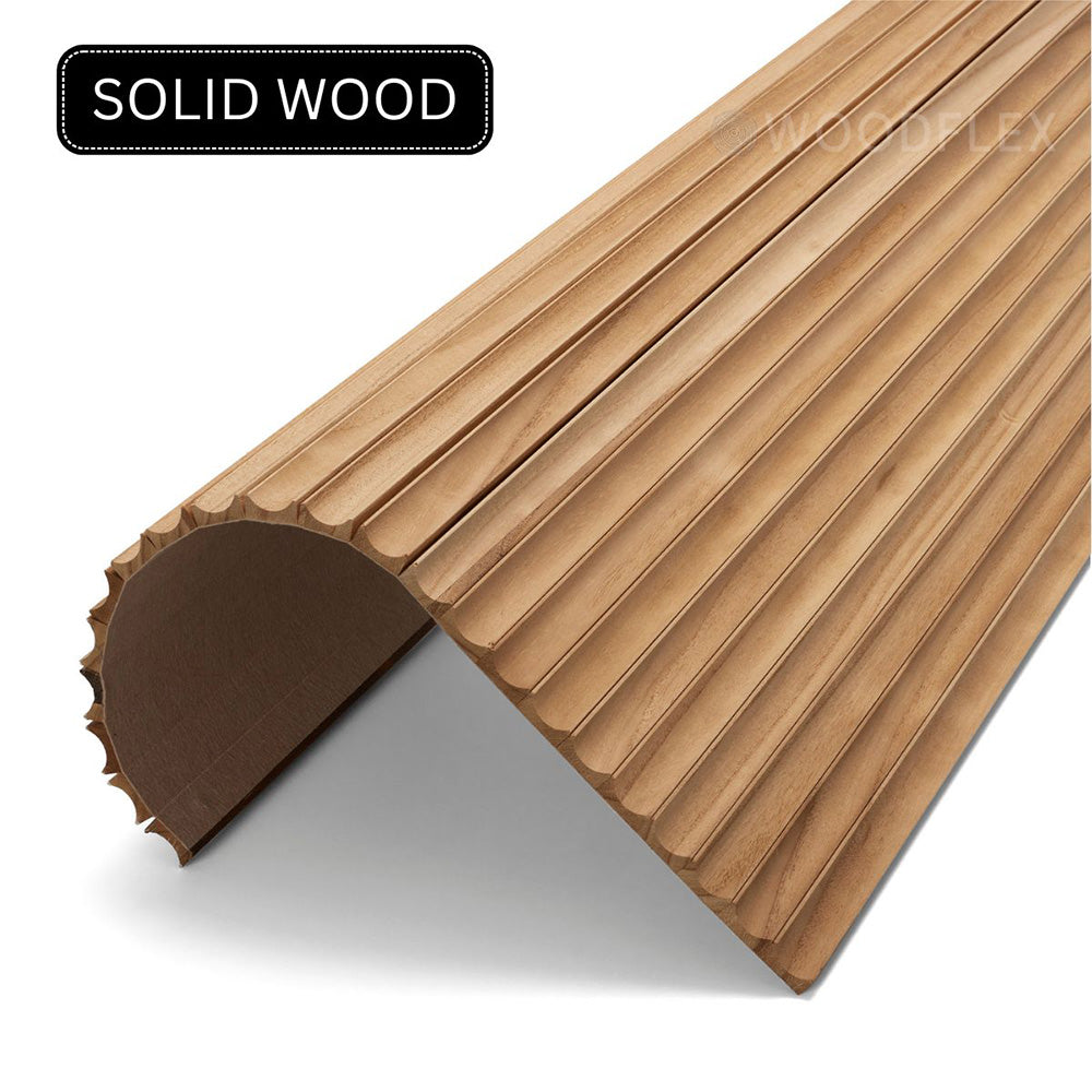 WOODFLEX Flexible Solid Paulownia Wood Slat Wall Panel - 2700mm x 600mm Wave Design - Perfect for Modern Home & Office Decoration, Accent Walls, and Interior Design Projects
