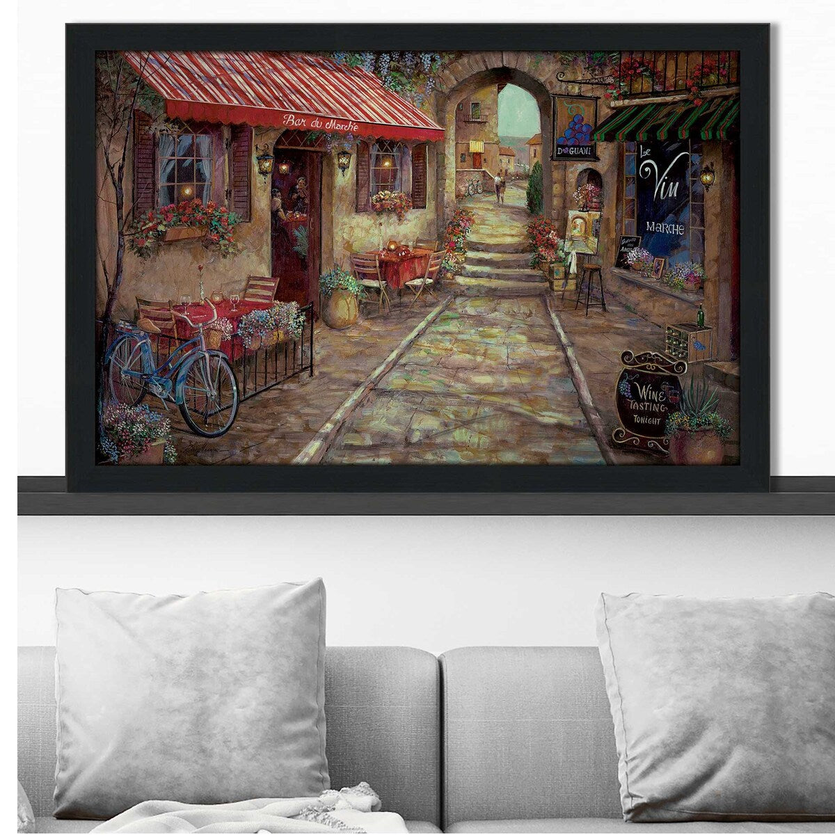 Bar du Marche by Ruane Manning - Premium Acrylic Wall Art Print - Perfect for Kitchen, Dining Room & Cafe Decor