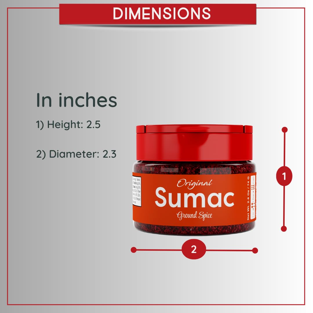 USimplySeason Sumac Spice Powder - 2.6 Ounce (74g) | Authentic Middle Eastern Spice for Salads, Grilled Meats & Mediterranean Cooking | Gluten-Free & Non-GMO