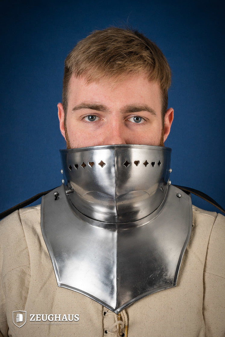Medieval Gorget with Bevor - 1.6mm Polished Steel Neck Armor for LARP, Cosplay & Renaissance Fairs | Perfect for Historical Reenactments & Costume Events